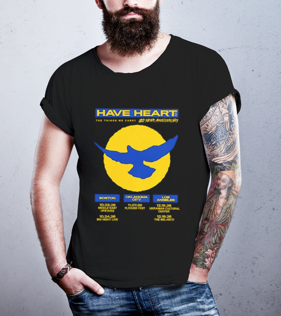 Have Heart The Things We Carry 20 Year Anniversary Tour Boston Philadelphia Los Angeles Bird T-Shirt