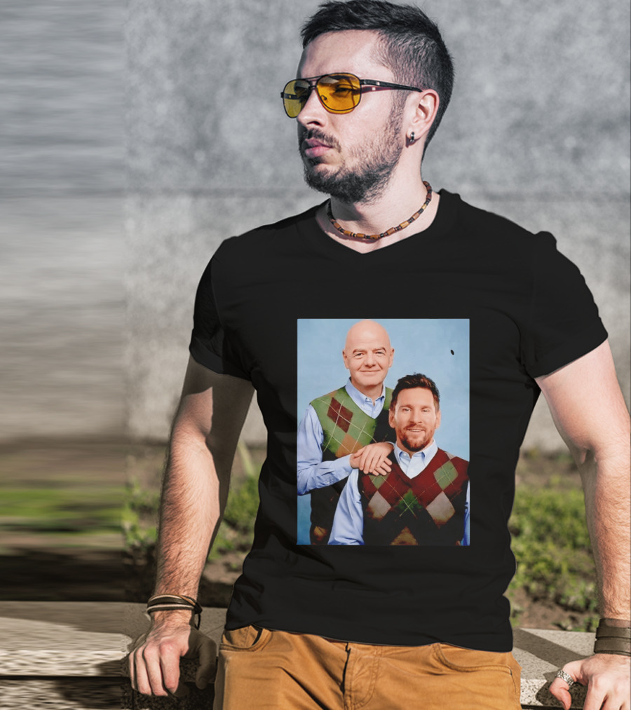 Lionel Messi And Gianni Infantino Step Brothers Movie Style Sweater Vest Image T-Shirt