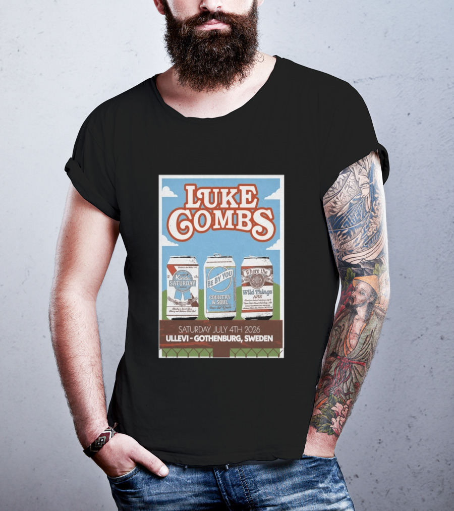 Luke Combs My Kinda Saturday Night Tour July 4 2026 Ullevi Gothenburg Sweden Country And Soul Where The Wild Things Are T-Shirt