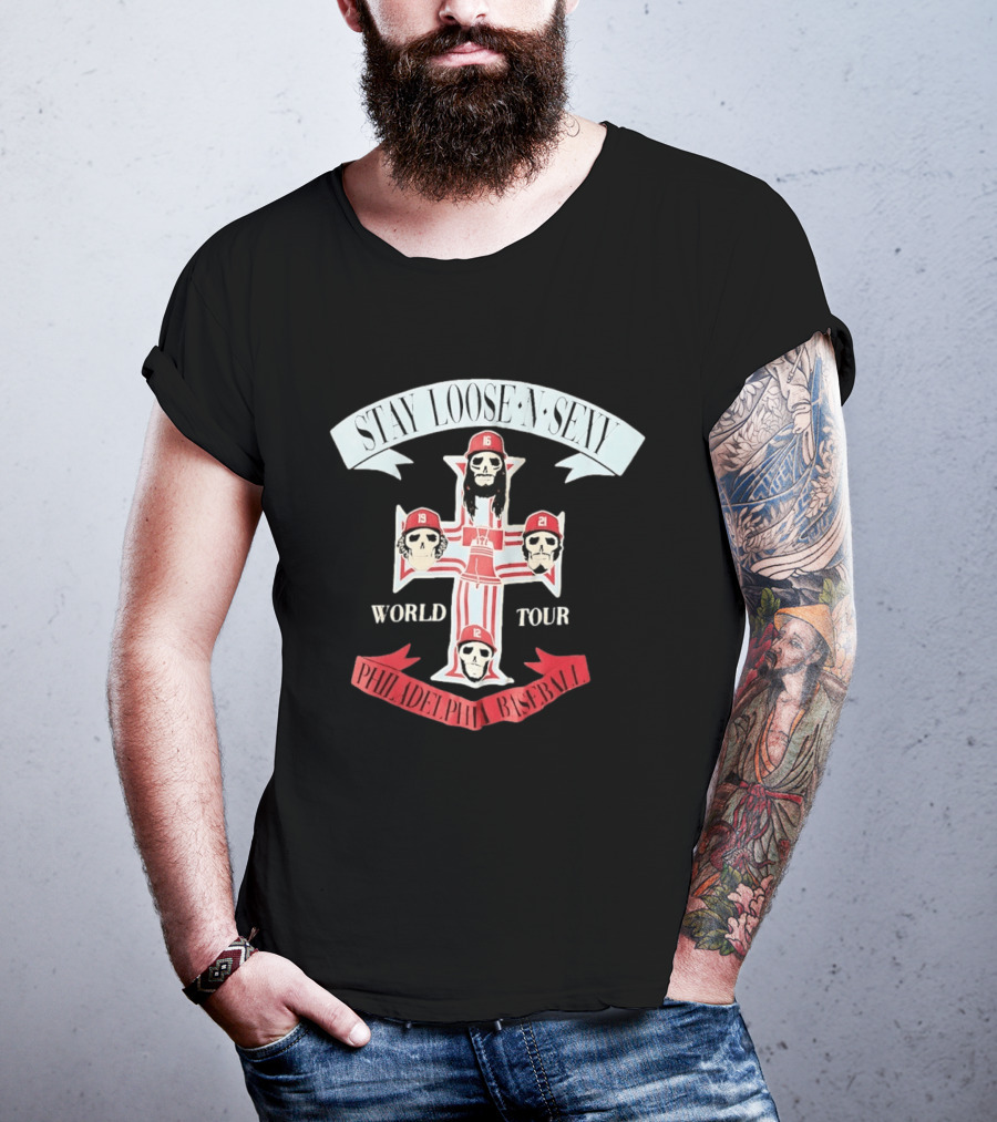 Stay Loose N Sexy Philadelphia Phillies Baseball Skull World Tour T-Shirt