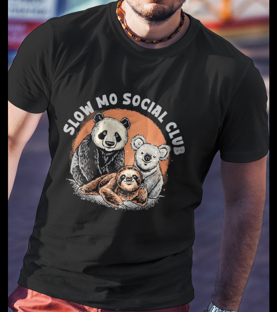Panda Koala Sloth Slow Mo Social Club Fun Animal Trio T-Shirt