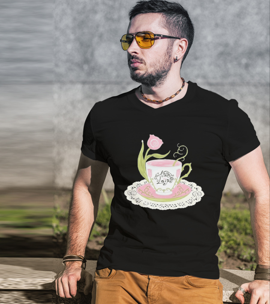 The Two Lips Teacup Floral Saucer Lace Doily T-Shirt