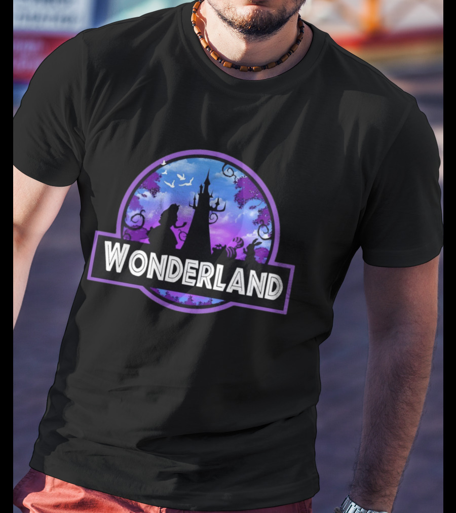 Alice Wonderland Adventure Silhouette Tower Fantasy Scene T-Shirt