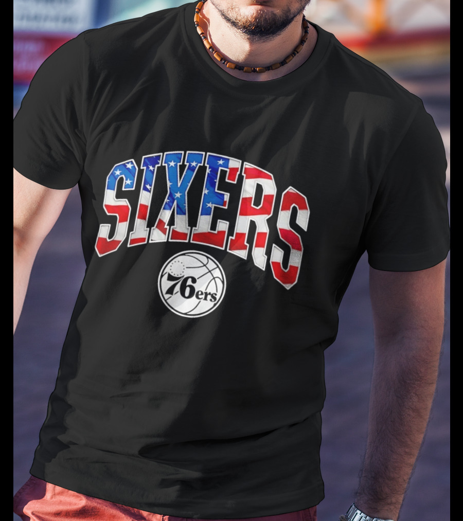 Philadelphia 76ers Sixers American Flag NBA Basketball T-Shirt
