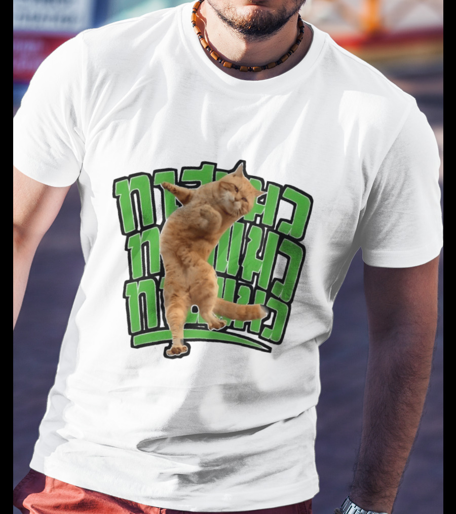 Cat Martial Arts Dance Hebrew T-Shirt