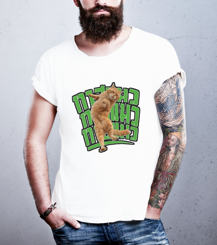 Cat Martial Arts Dance Hebrew T-Shirt