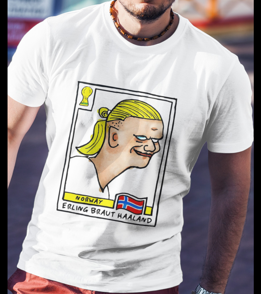 Norway Erling Braut Haaland Caricature Football Trading Card T-Shirt