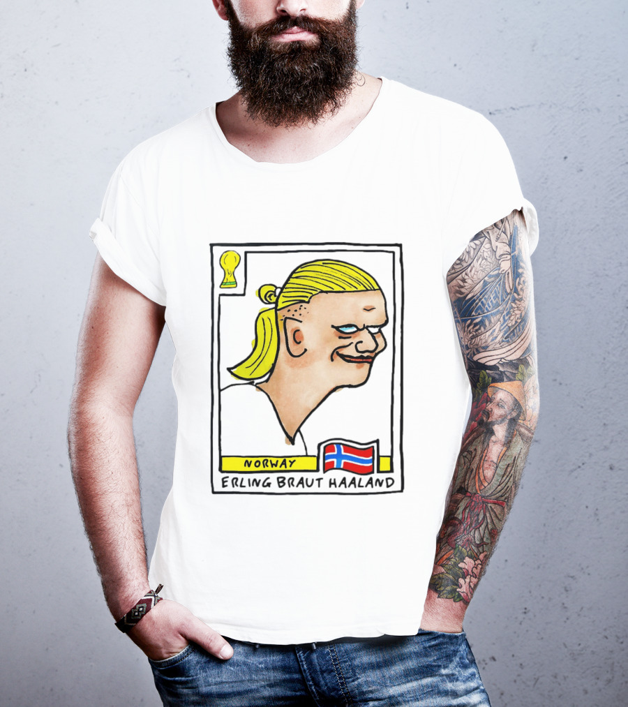 Norway Erling Braut Haaland Caricature Football Trading Card T-Shirt