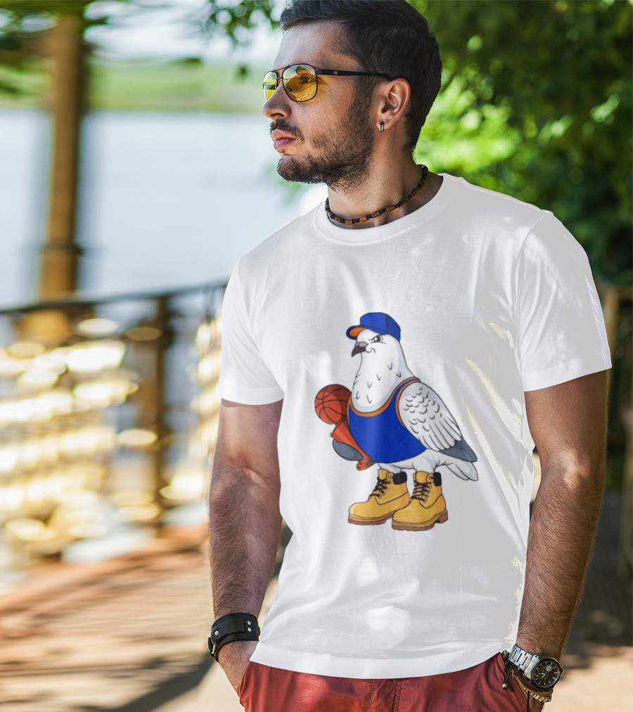 NYC Pigeon New York Forever Basketball Player Cartoon Pigeon In Jersey With Basketball T-Shirt
