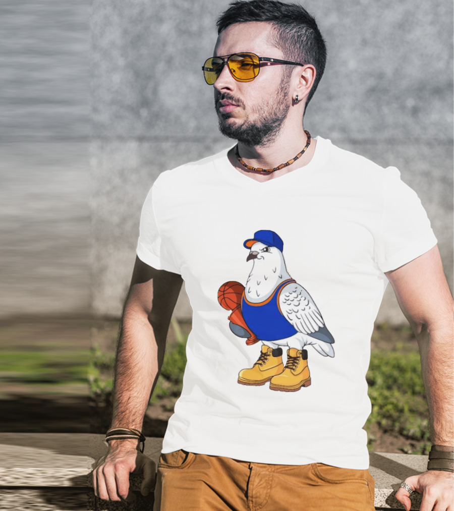 NYC Pigeon New York Forever Basketball Player Cartoon Pigeon In Jersey With Basketball T-Shirt