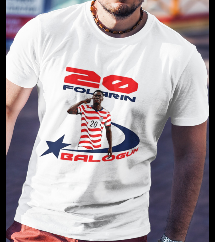 Folarin Balogun 20 Striped United States Soccer Team Star T-Shirt