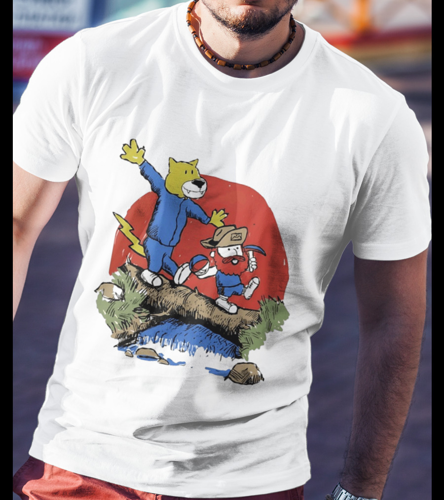 Denver Nuggets Rocky Mountain Lion Cartoon Adventure With Basketball T-Shirt