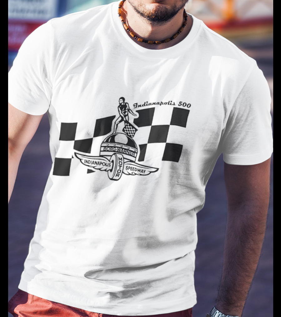 Indianapolis 500 Winged Wheel Checkered Flag T-Shirt