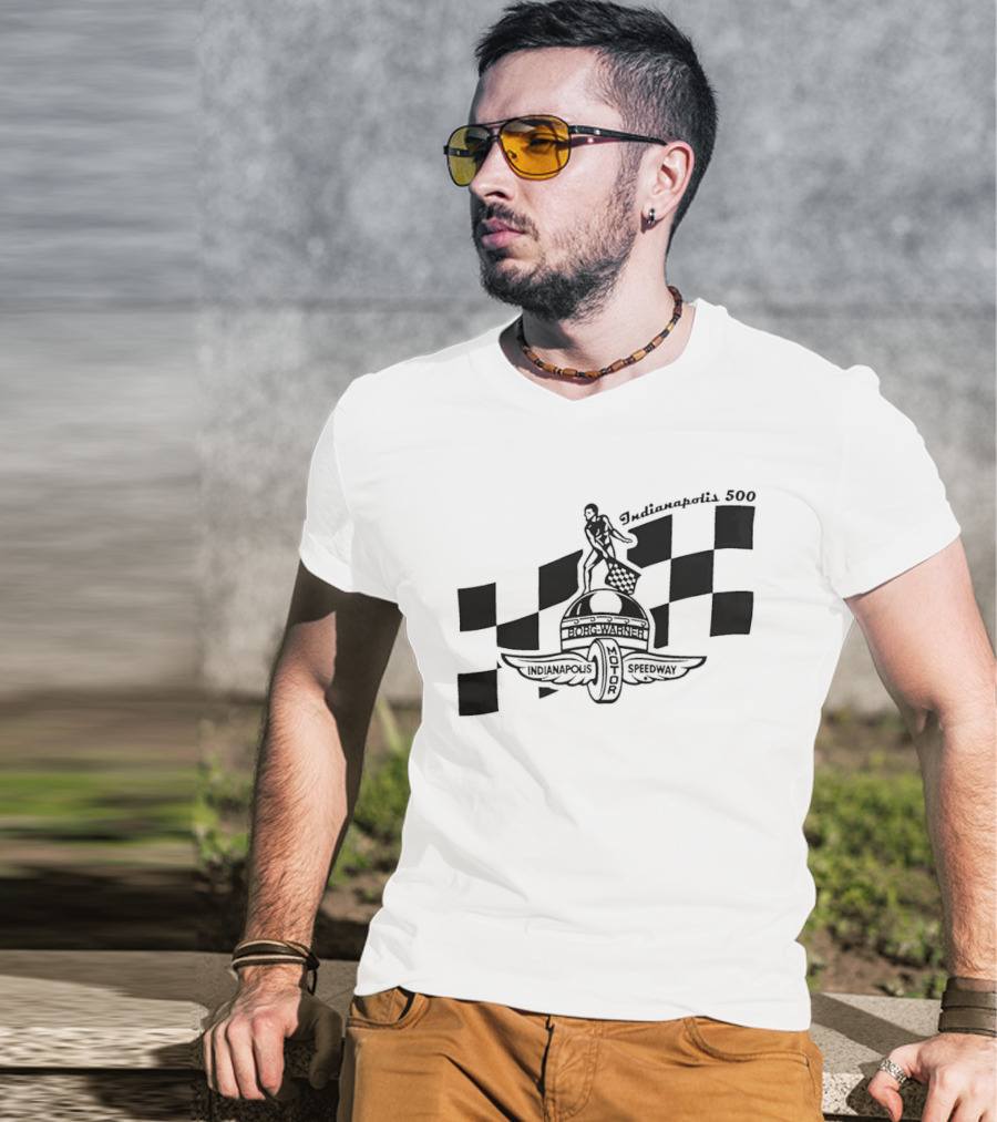 Indianapolis 500 Winged Wheel Checkered Flag T-Shirt