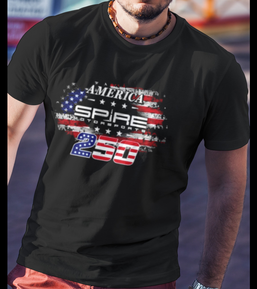 America Spire Motorsports 250 NASCAR Racing Stars And Stripes Flag T-Shirt