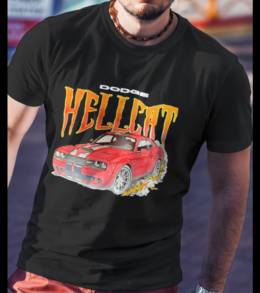 Dodge Hellcat Car Flames Drifting T-Shirt