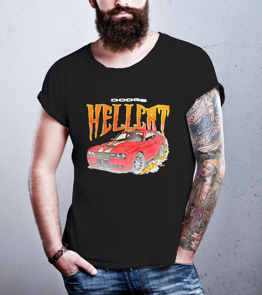 Dodge Hellcat Car Flames Drifting T-Shirt