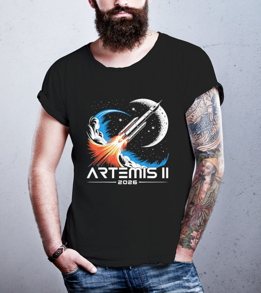 Artemis II 2026 Moon Rocket Space Exploration Launch T-Shirt