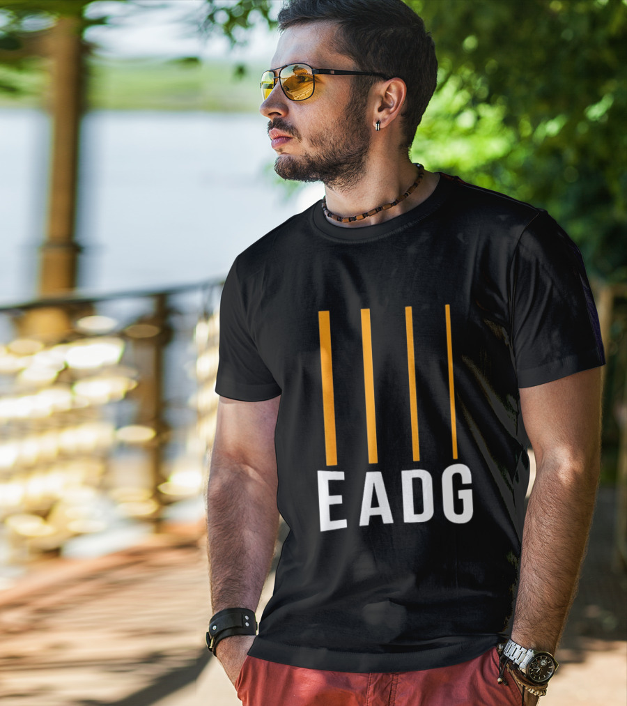 EADG Bass Guitar Four Strings Musician Vertical Lines T-Shirt