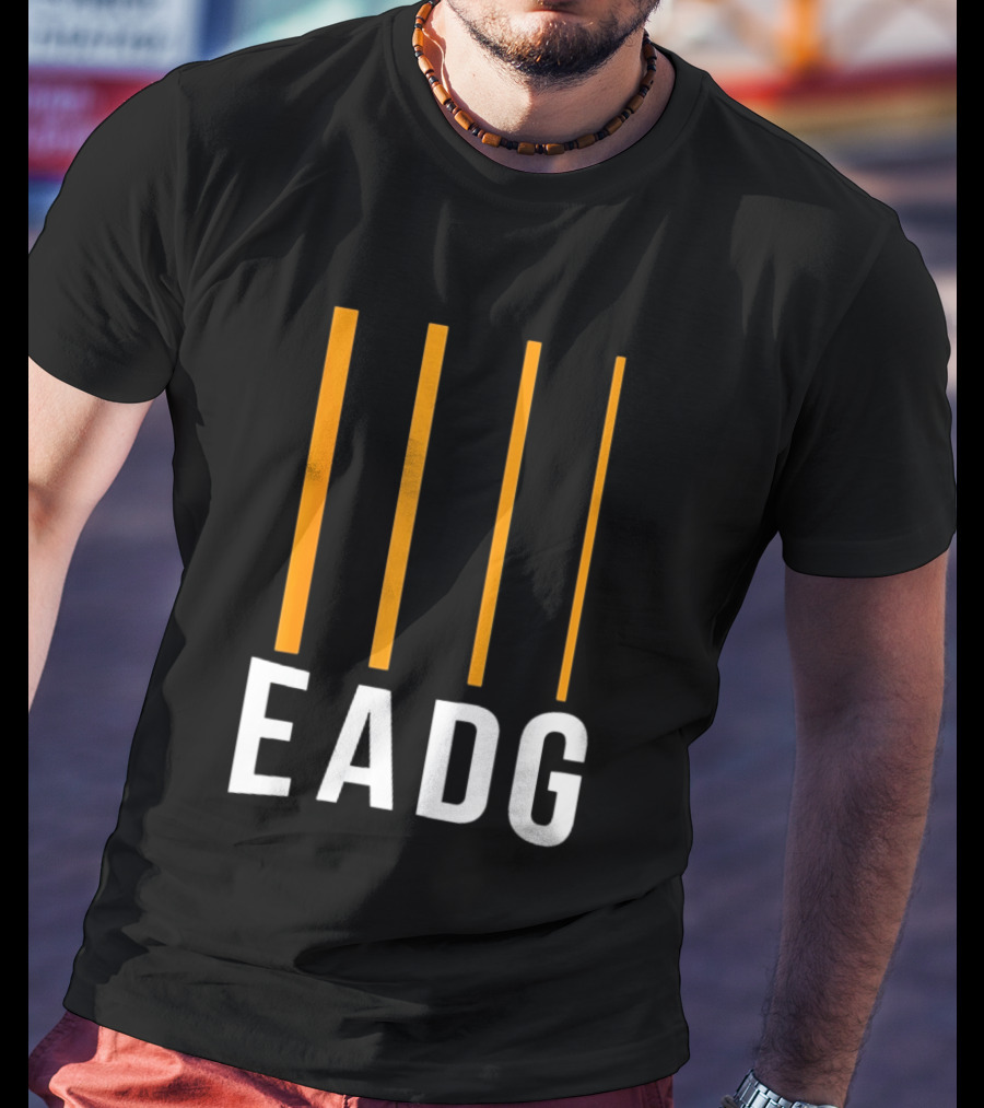 EADG Bass Guitar Four Strings Musician Vertical Lines T-Shirt