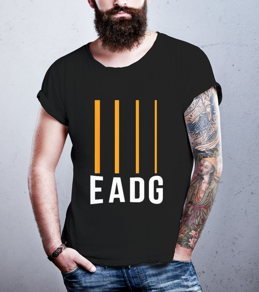 EADG Bass Guitar Four Strings Musician Vertical Lines T-Shirt