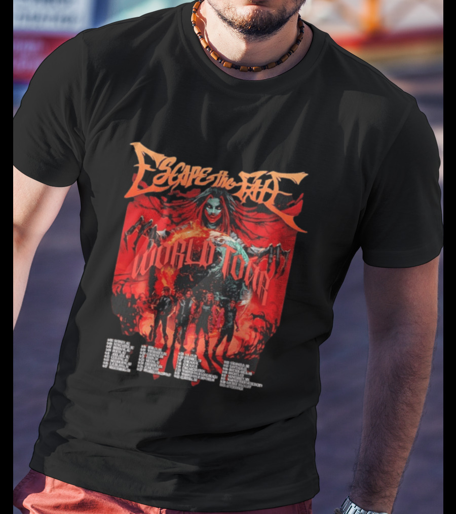 Escape The Fate World Tour Metalcore Post Hardcore Red Gothic T-Shirt