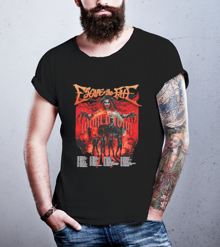 Escape The Fate World Tour Metalcore Post Hardcore Red Gothic T-Shirt