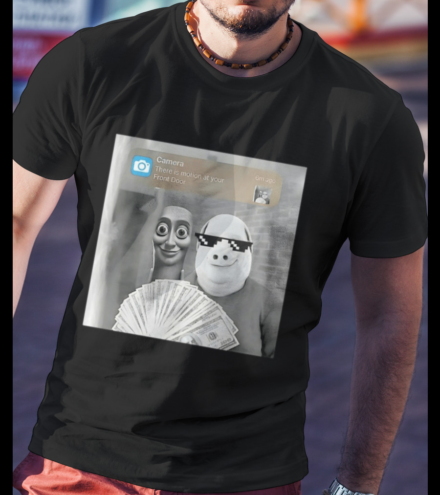 Camera There Is Motion At Your Front Door Meme Pig Mask And Funny Faceувель� T-Shirt