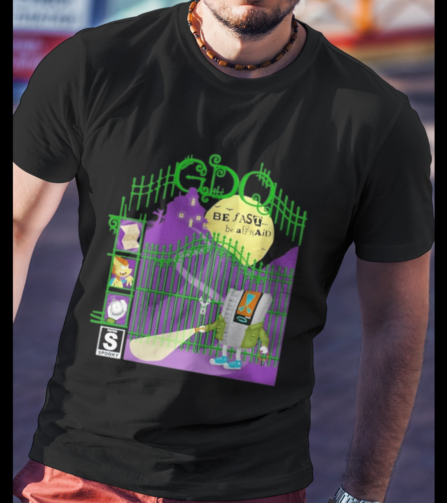 Gdq Be Fast Be Afraid Spooky Retro Robot Gaming T-Shirt