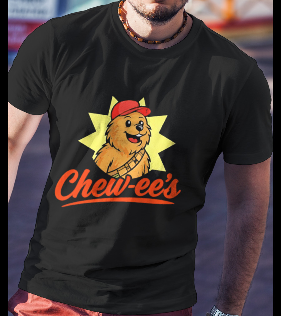 Chewbacca Chew Ee's Star Wars Snack Brand Cartoon Character With Red Hat T-Shirt