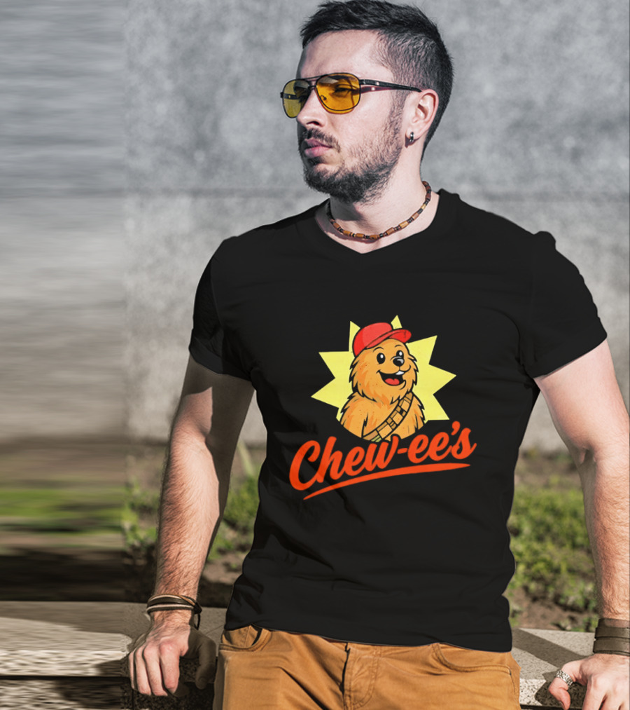 Chewbacca Chew Ee's Star Wars Snack Brand Cartoon Character With Red Hat T-Shirt