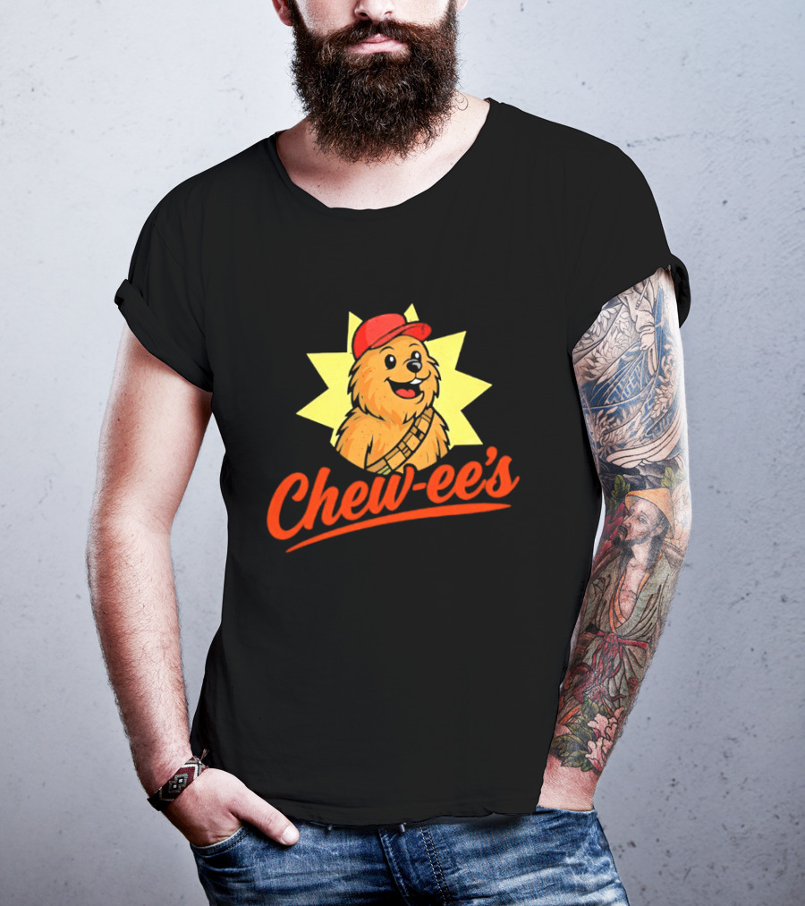 Chewbacca Chew Ee's Star Wars Snack Brand Cartoon Character With Red Hat T-Shirt