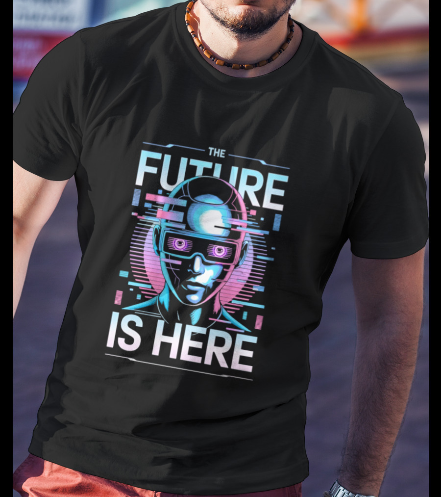 The Future Is Here Cyberpunk Android VR Goggles T-Shirt