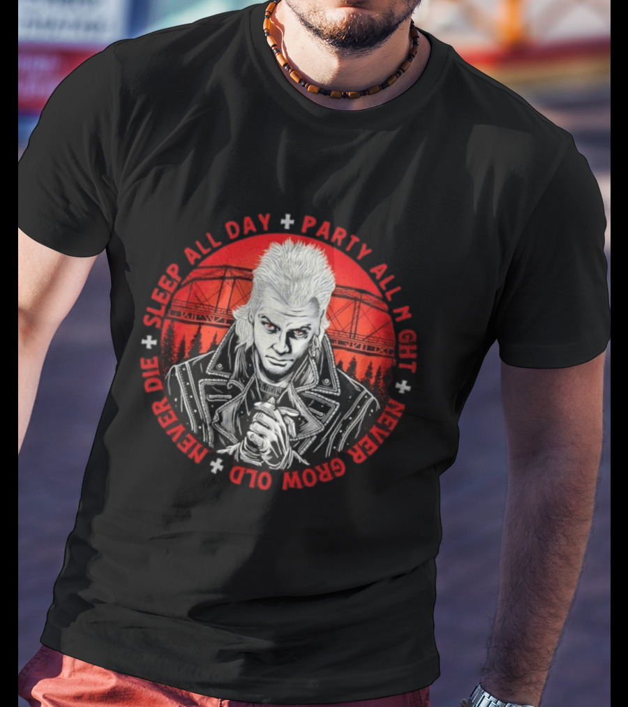 Sleep All Day Party All Night Never Grow Old Never Die 80s Gothic T-Shirt
