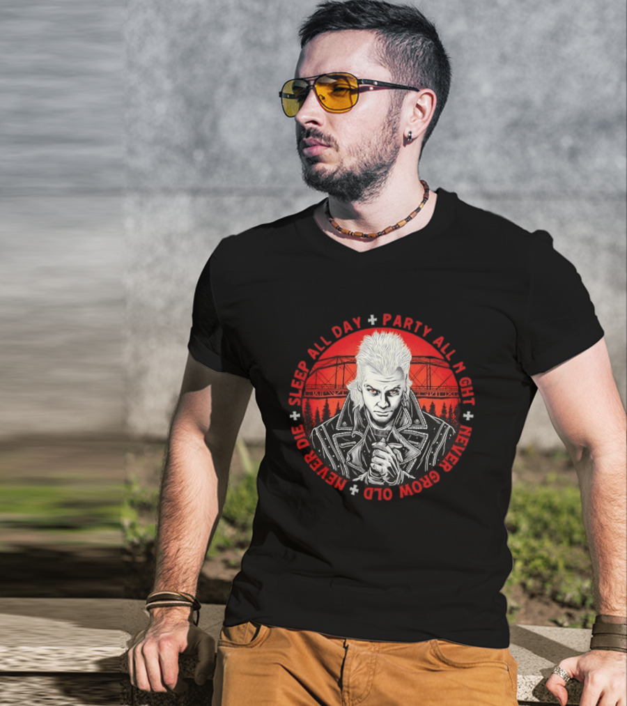 Sleep All Day Party All Night Never Grow Old Never Die 80s Gothic T-Shirt
