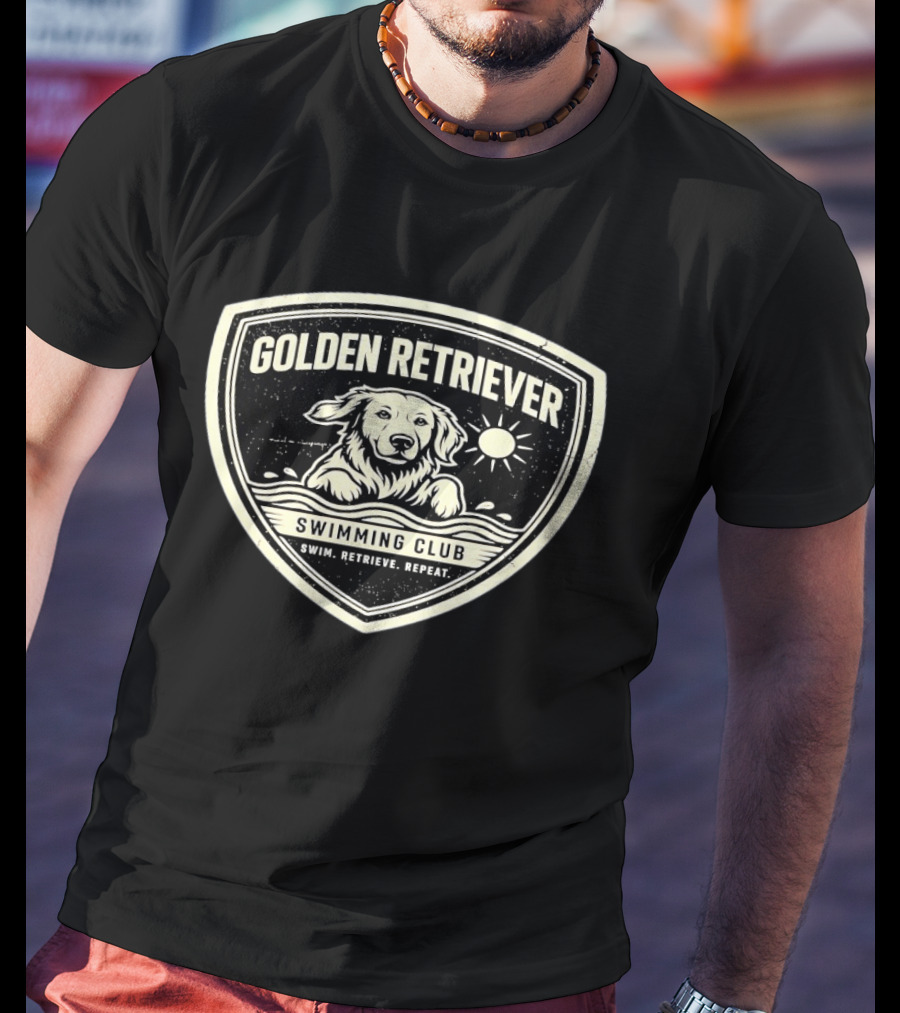 Golden Retriever Swimming Club Swim Retrieve Repeat Sun And Water T-Shirt