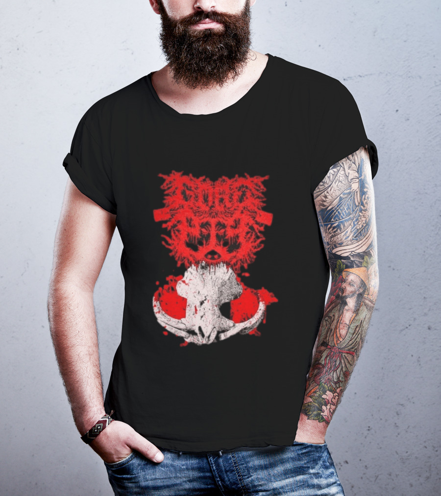 Gore Boar Skull Red Face Death Metal Hardcore T-Shirt