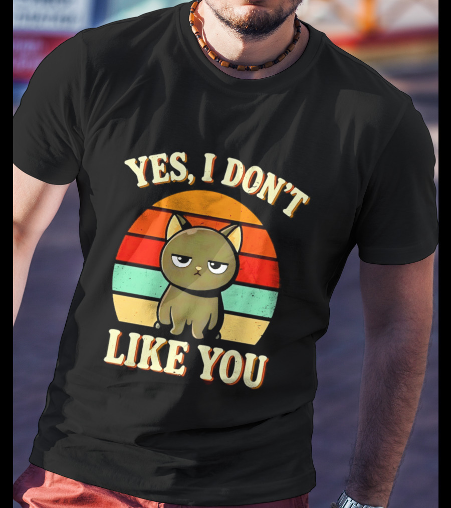 Yes I Don't Like You Grumpy Cat Retro Sunset T-Shirt