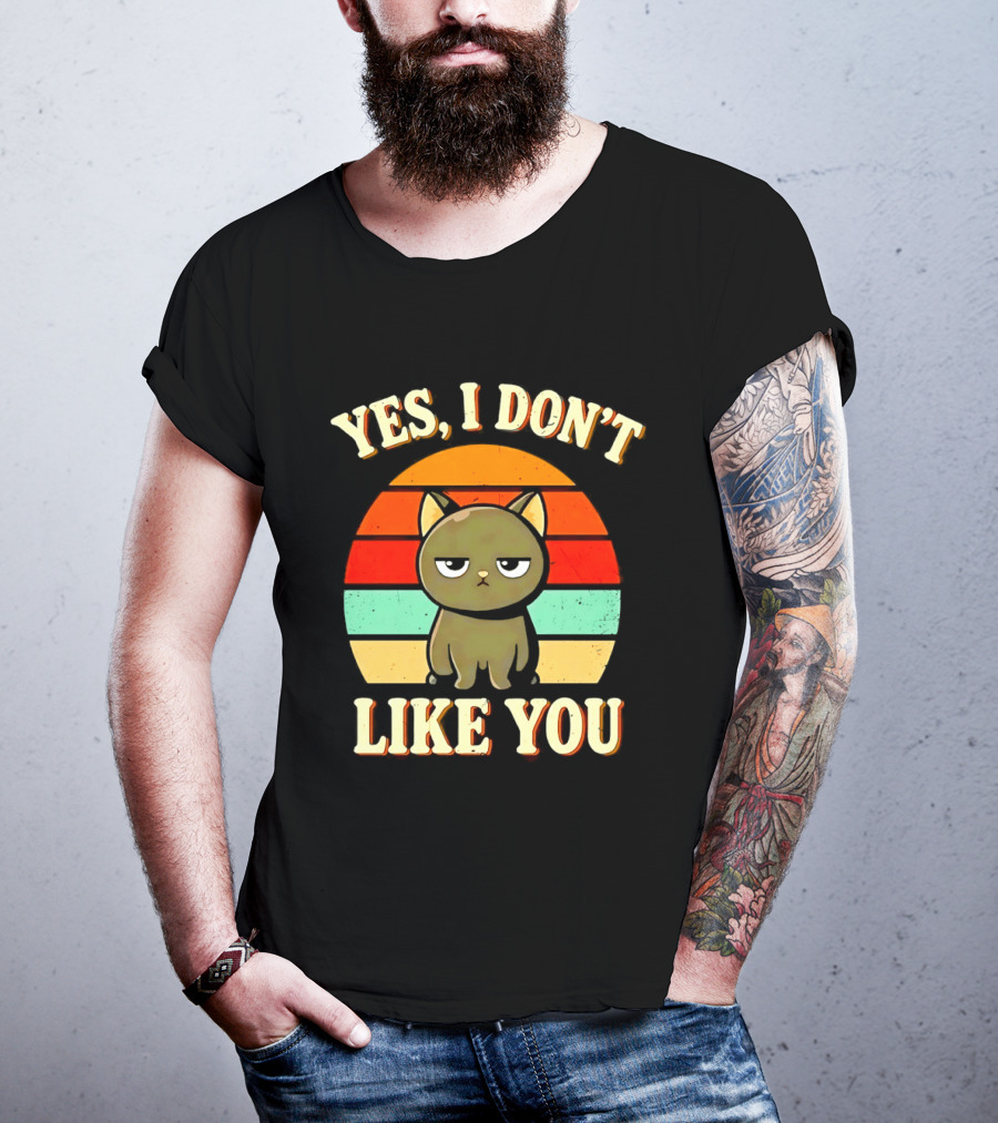 Yes I Don't Like You Grumpy Cat Retro Sunset T-Shirt