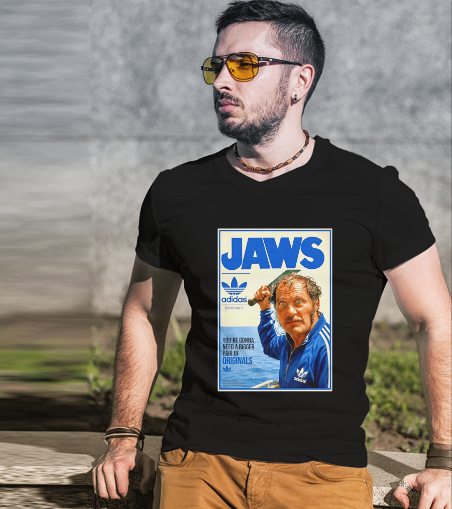 Jaws Adidas Originals You're Gonna Need A Bigger Pair Quint Machete T-Shirt