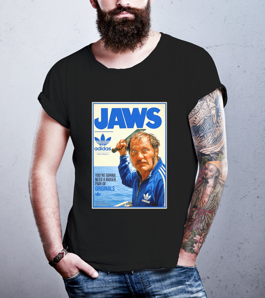 Jaws Adidas Originals You're Gonna Need A Bigger Pair Quint Machete T-Shirt