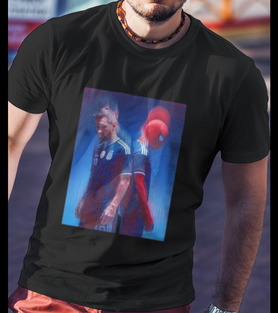 Lionel Messi Spider Man Argentina AFA Jersey Dual Image T-Shirt