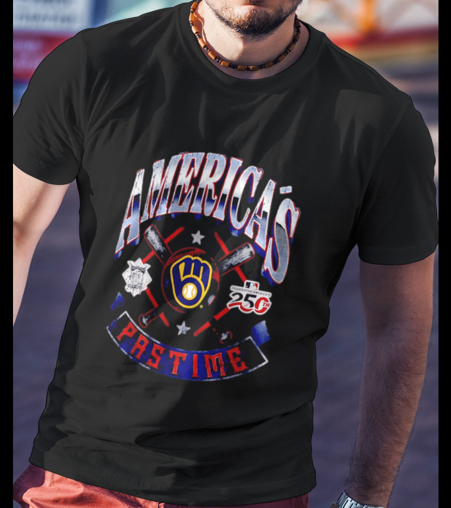 America's Pastime Milwaukee Brewers Celebrating America's 250th Baseball T-Shirt