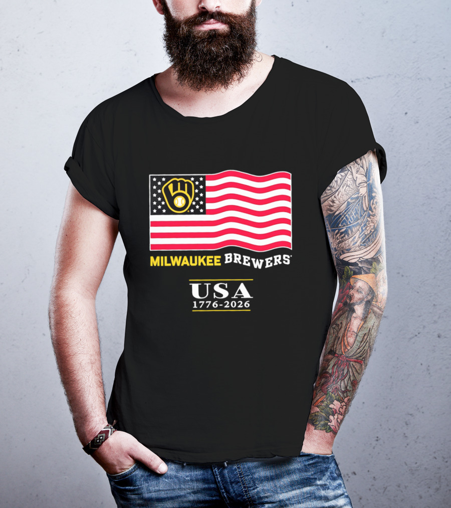 Milwaukee Brewers USA 1776 2026 American Flag Baseball Team T-Shirt