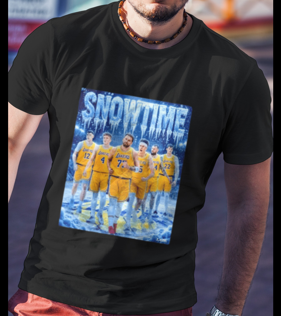 Snowtime Lakers Team Basketball NBA Laker Legends Frozen Court T-Shirt