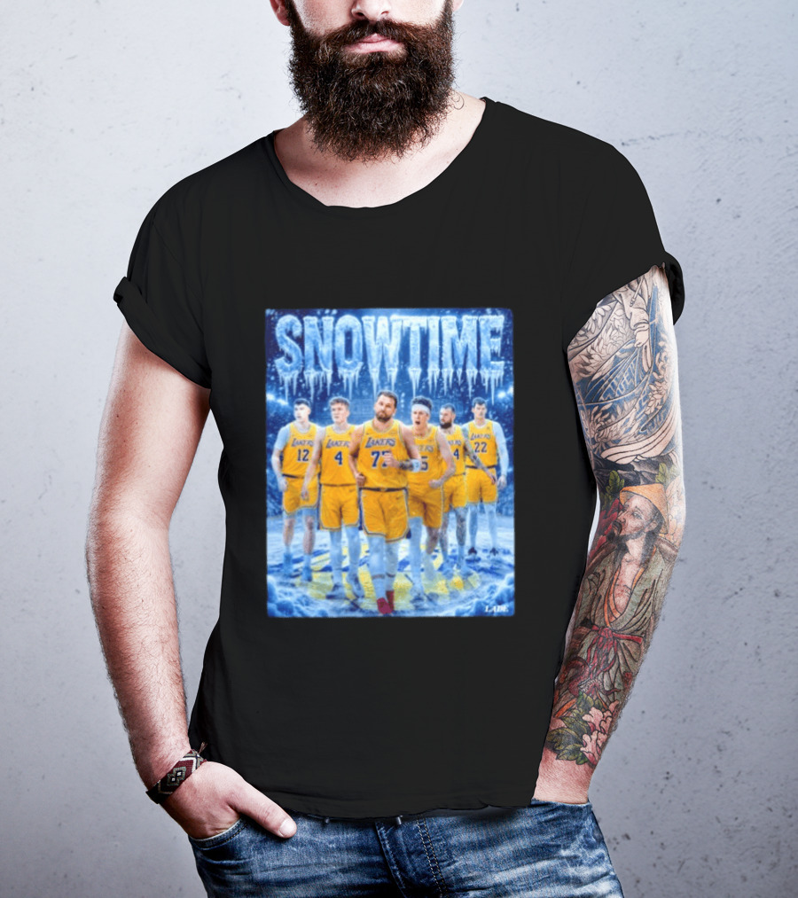 Snowtime Lakers Team Basketball NBA Laker Legends Frozen Court T-Shirt
