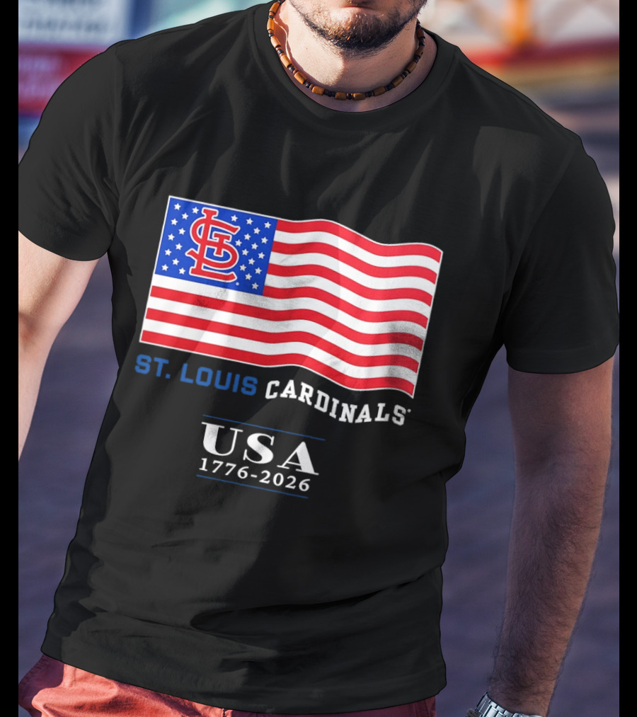 St Louis Cardinals American Flag USA 1776 2026 MLB Baseball T-Shirt
