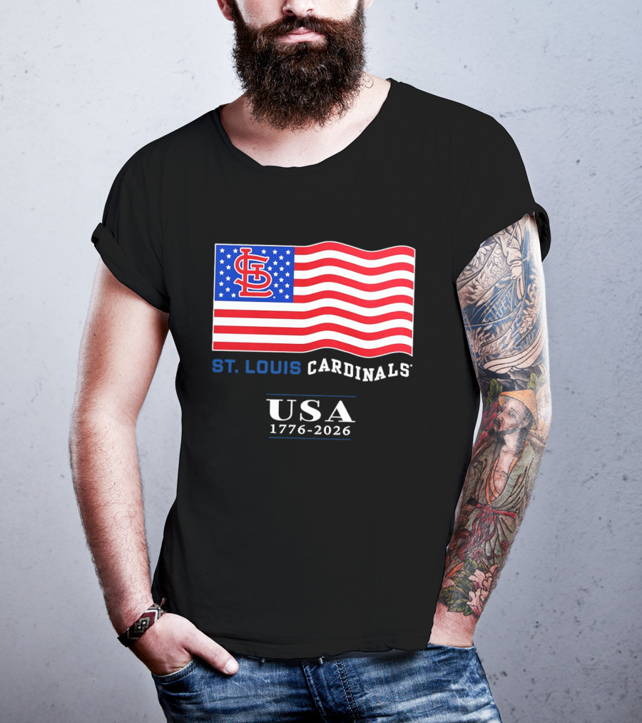 St Louis Cardinals American Flag USA 1776 2026 MLB Baseball T-Shirt
