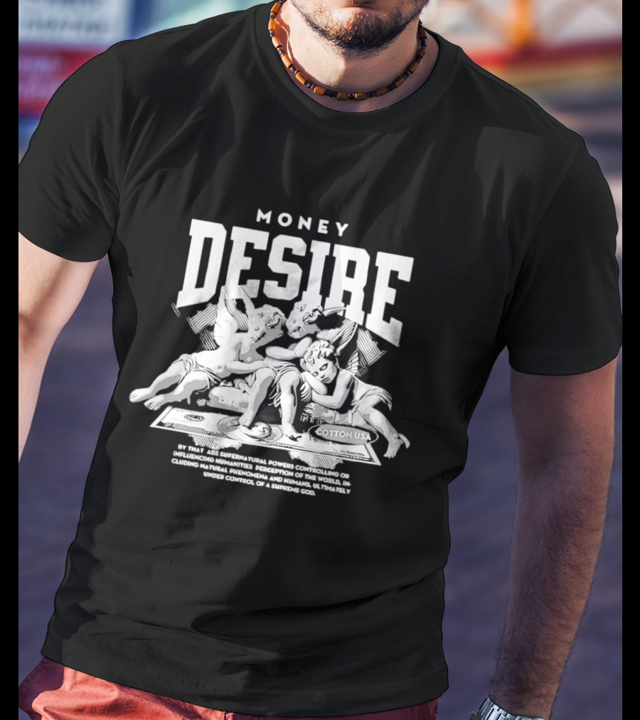 Money Desire Cherubs Sitting On Dollars Cotton USA T-Shirt