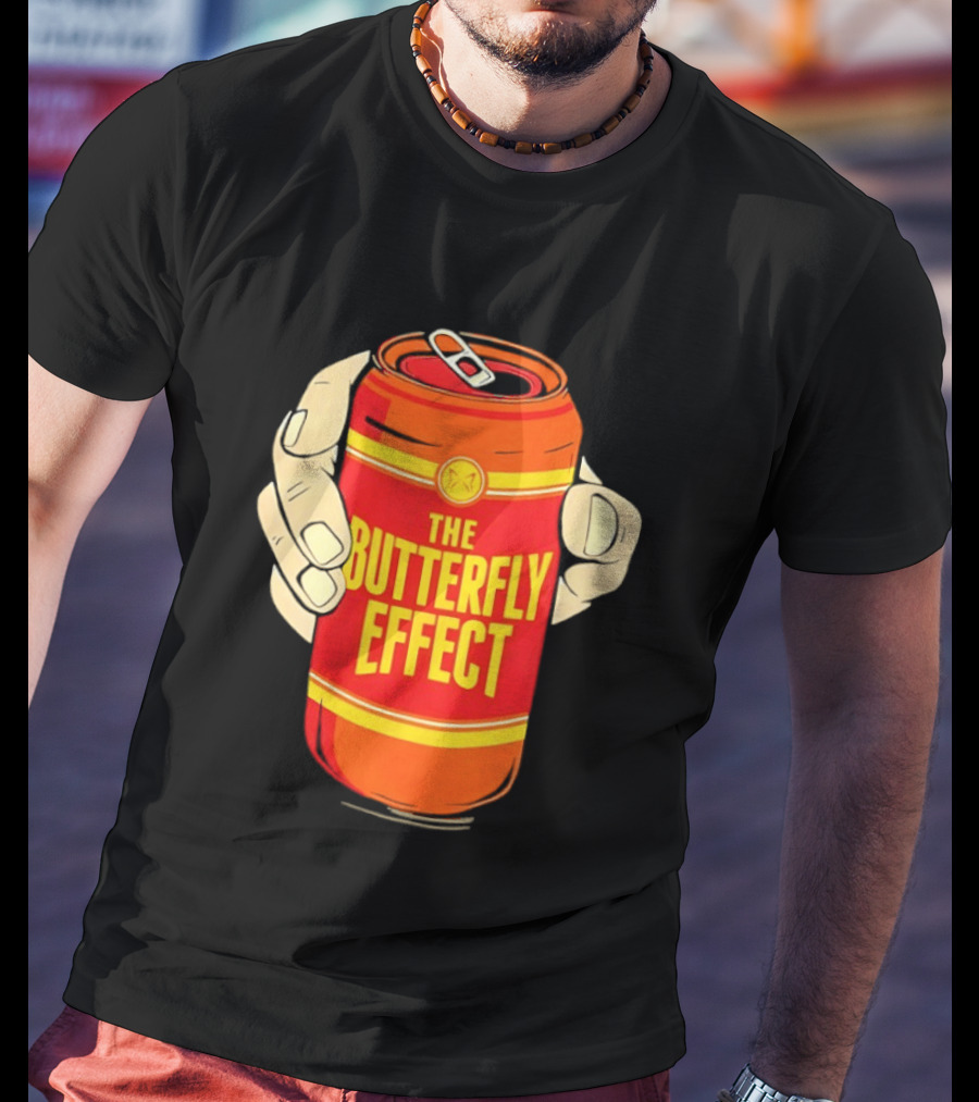 The Butterfly Effect Soda Can Vibrant Red Yellow Pop T-Shirt